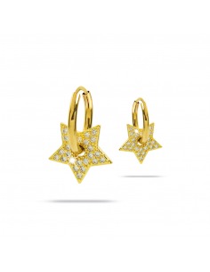 Pendientes hipoalergénicos de Aro Dorado con Colgante Estrella