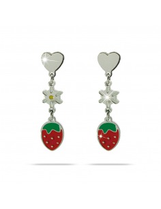 Pendientes con acero quirúrgico de corazón con fresa colgante
