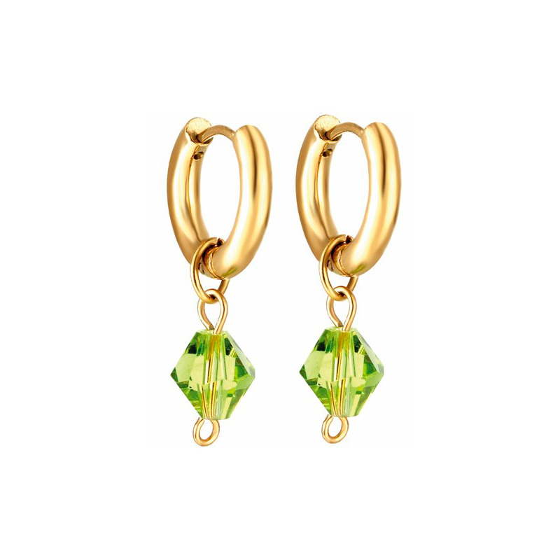 Pendientes de Aro Oro con cristal verde claro colgante - Leila, Margutta