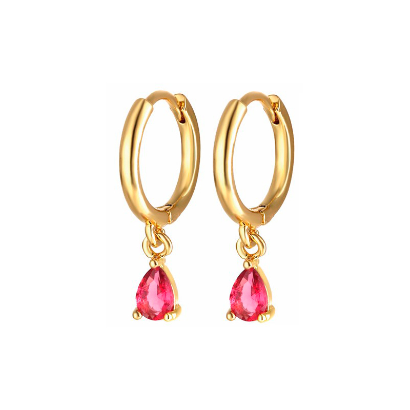 Pendientes de Aro Oro con cristal rosa colgante - Nausica, Margutta